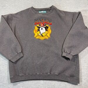 Big Dogs Sweatshirt Mens XL Gray Pullover Fireman Hot Dog Firefighter Vintage 90
